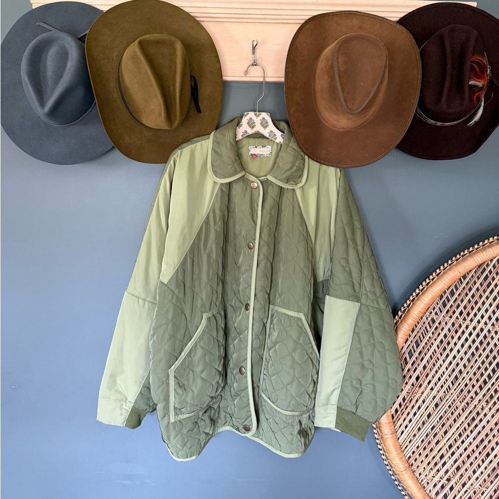 Anthropologie Pilcro green Quilted jacket Coat Sz large - Picture 12 of 15